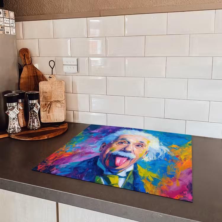 Oude man - Expressief - Kleurrijk Inductie beschermer vinyl 3mm middel -sfeer3