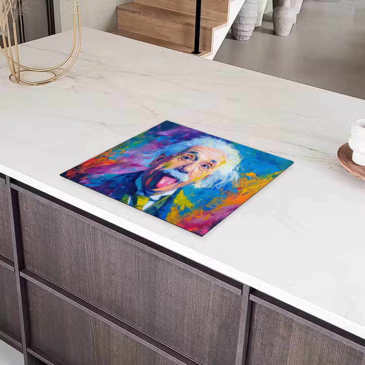 Oude man - Expressief - Kleurrijk Inductie beschermer vinyl 3mm middel -sfeer8