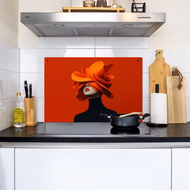 Oranje - Hoed - Vrouw Inductie beschemer met haakjes klein -sfeer2