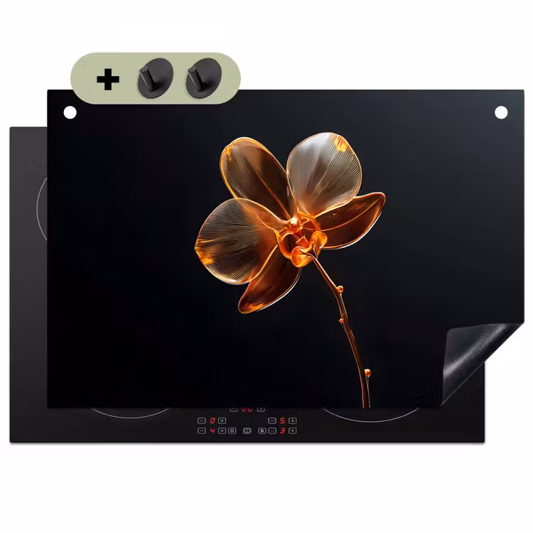 Orchidee - Doorzichtig - Bloem Inductie beschemer met haakjes klein -3d
