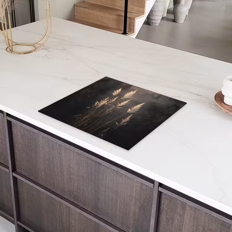 Siergras - Pluimen - Verlichting - Zwart Inductie beschermer vinyl 3mm middel -sfeer8