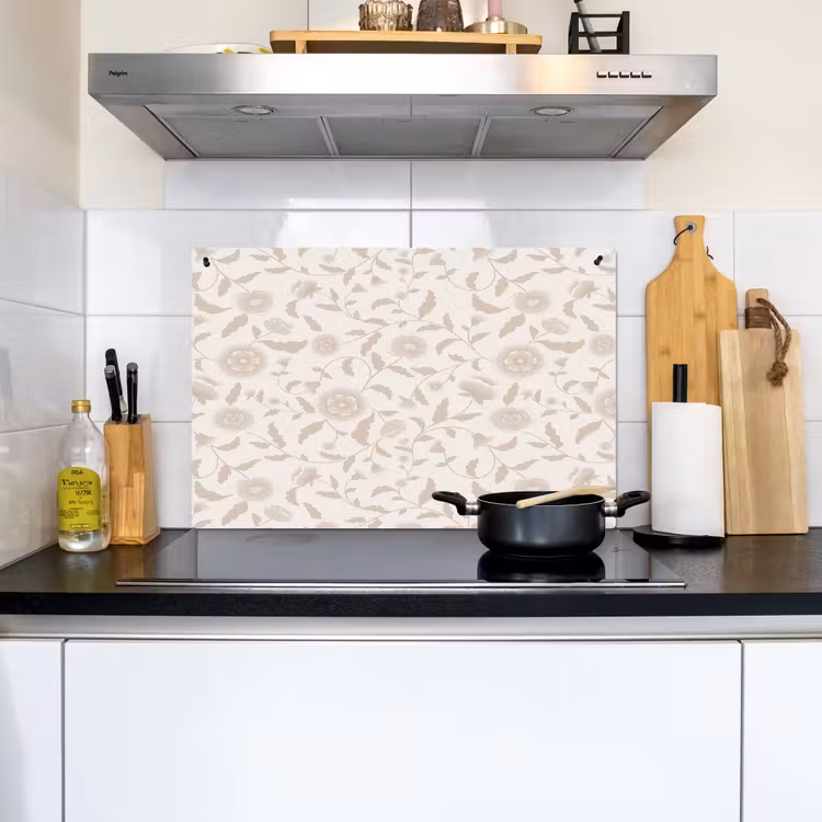 Sierlijk - Bloemen - Beige Inductie beschemer met haakjes klein 777 -sfeer2