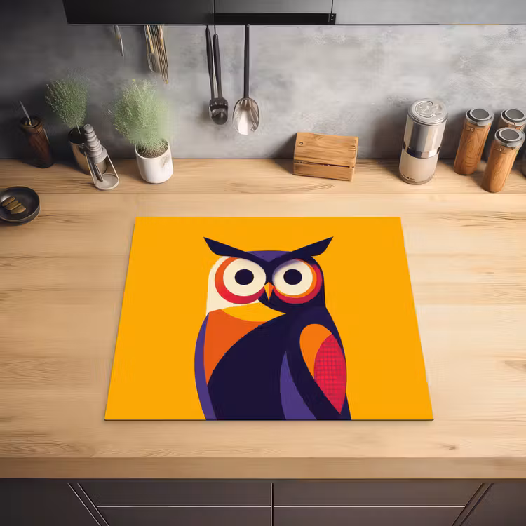 Uil - Grafisch - Kleurrijk - Ogen Inductie beschermer vinyl 3mm middel -sfeer5