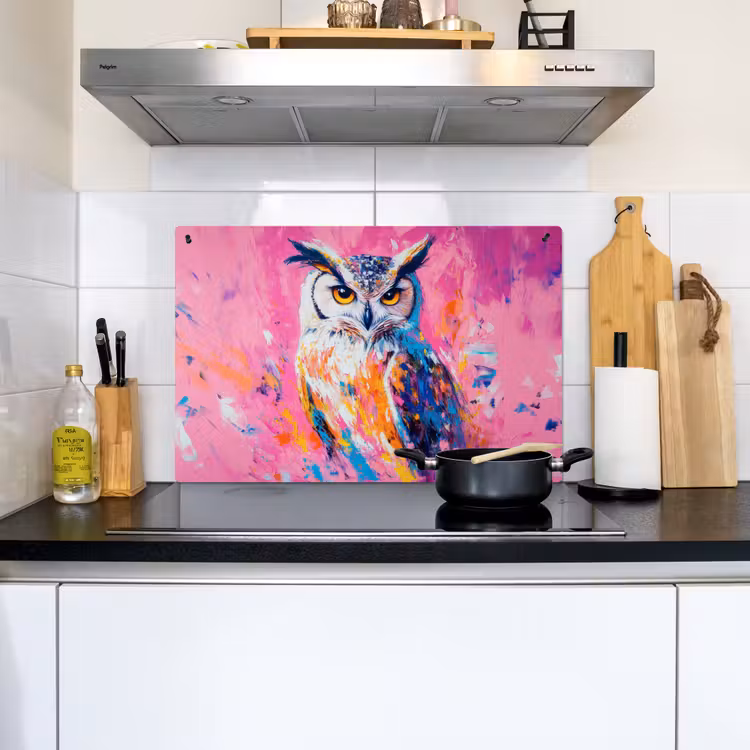 Uil - Roze - Blauw - Verf - Abstract Inductie beschemer met haakjes klein -sfeer2