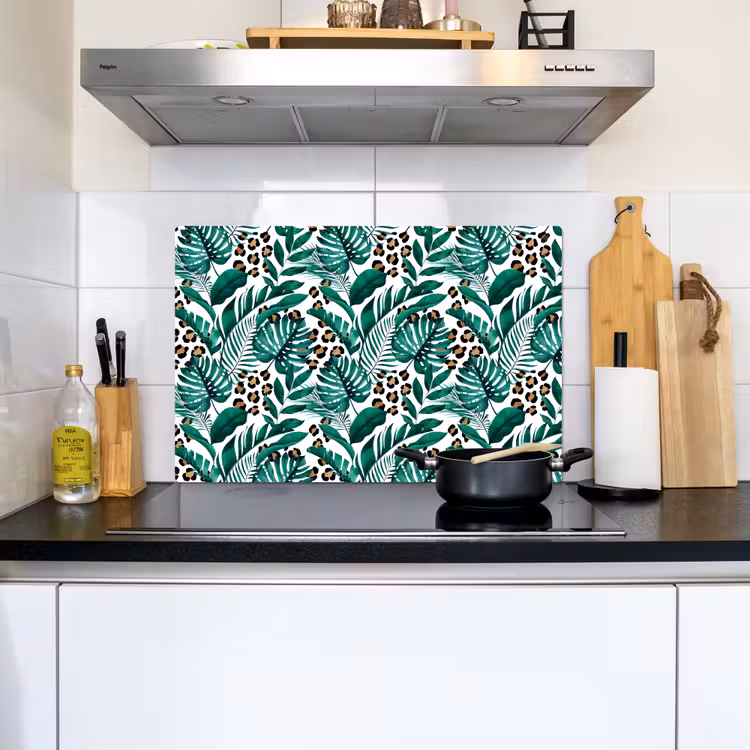 Palmblad - Panterprint - Tropical Inductie beschemer met haakjes klein -sfeer2