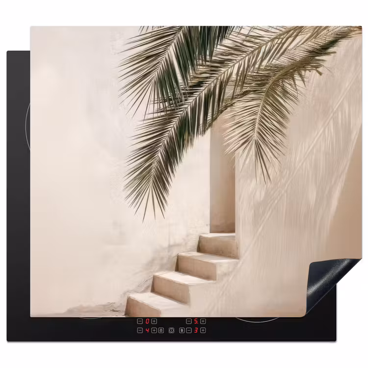 Palmboom - Schaduw - Trap - Beige Inductie beschermer vinyl 3mm middel -3d