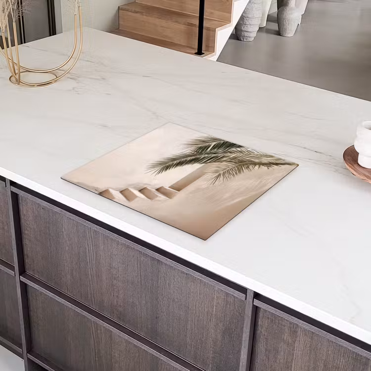 Palmboom - Schaduw - Trap - Beige Inductie beschermer vinyl 3mm middel -sfeer8