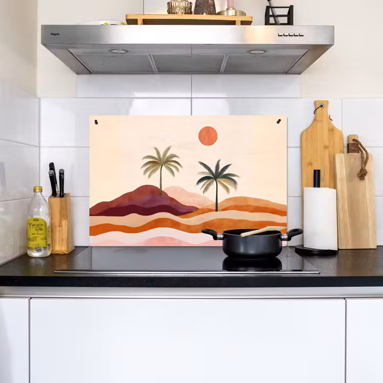 Palmbomen - Abstract - Zon - Heuvels Inductie beschemer met haakjes klein -sfeer2