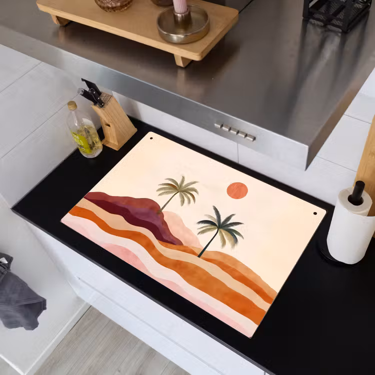 Palmbomen - Abstract - Zon - Heuvels Inductie beschemer met haakjes klein -sfeer1