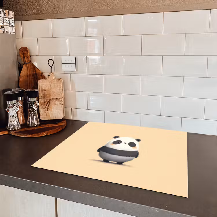 Panda - Beige - Minimalistisch Inductie beschermer vinyl 3mm middel -sfeer3