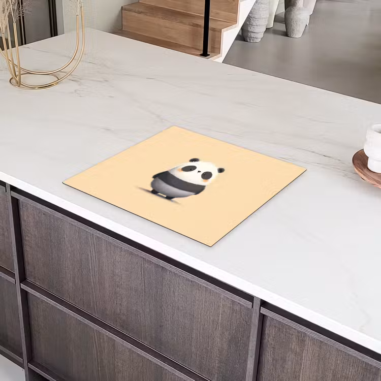 Panda - Beige - Minimalistisch Inductie beschermer vinyl 3mm middel -sfeer8