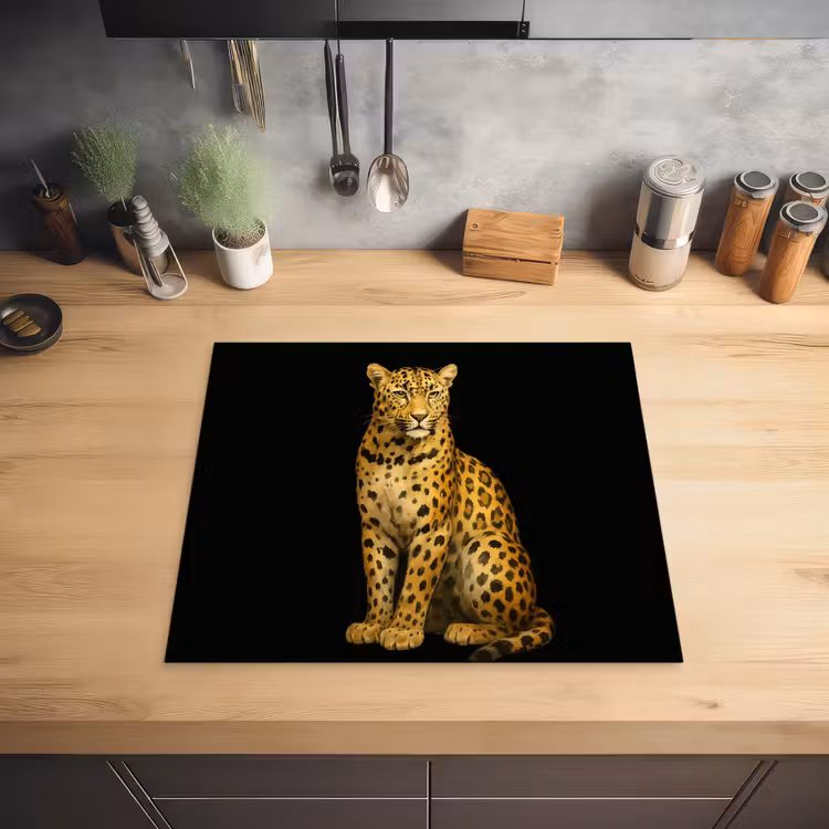 Panter - Realistisch - Bruin Inductie beschermer vinyl 3mm middel -sfeer5