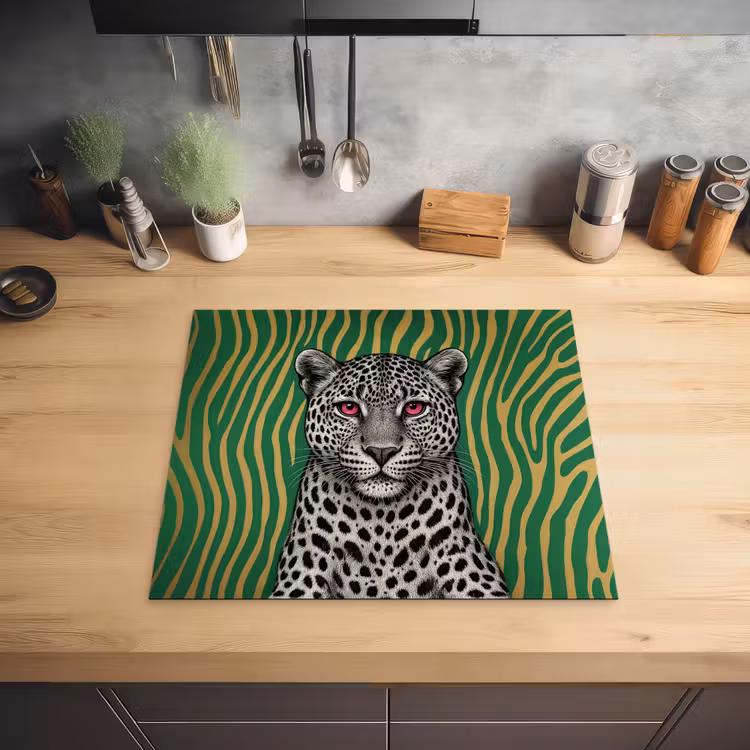 Panter - Zebrapatroon - Groen Inductie beschermer vinyl 3mm middel -sfeer5