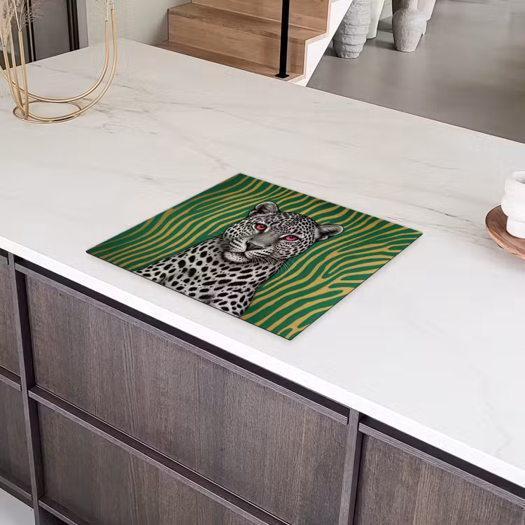 Panter - Zebrapatroon - Groen Inductie beschermer vinyl 3mm middel -sfeer8