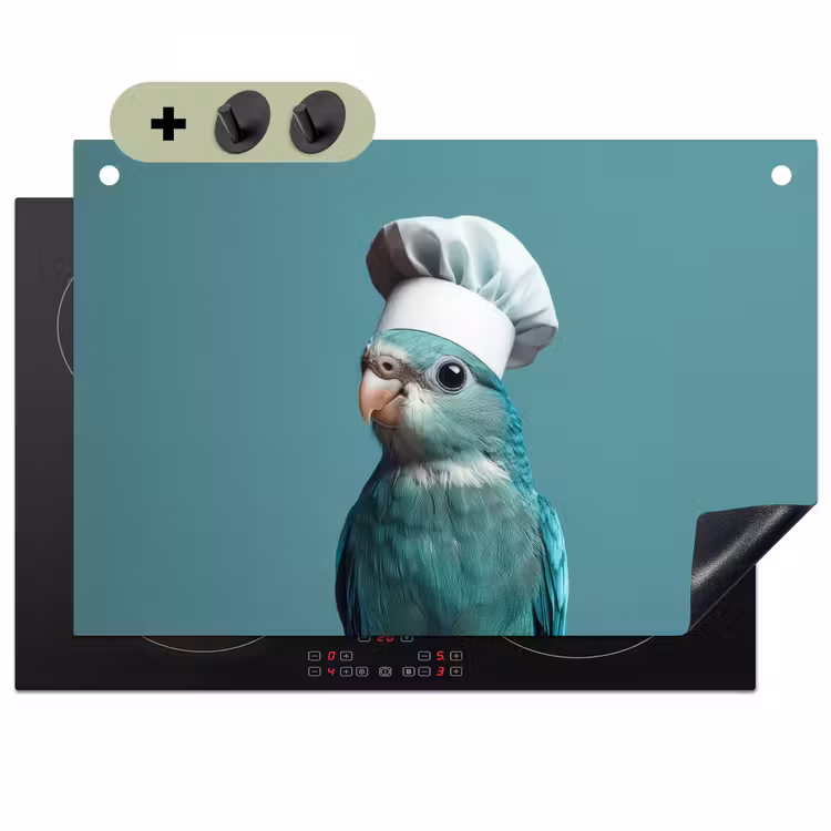 Parkiet - Vogel - Koksmuts - Cute Inductie beschemer met haakjes klein -3d