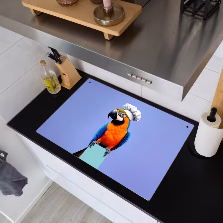 Papegaai - Koksmuts - Vogel - Leuk Inductie beschemer met haakjes klein -sfeer1