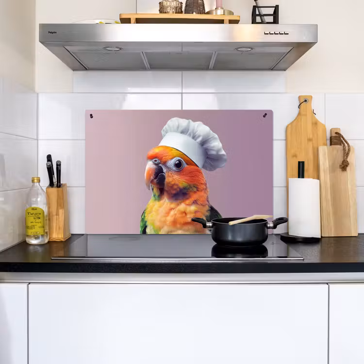 Papegaai - Koksmuts - Nieuwsgierig - Vogel Inductie beschemer met haakjes klein -sfeer2