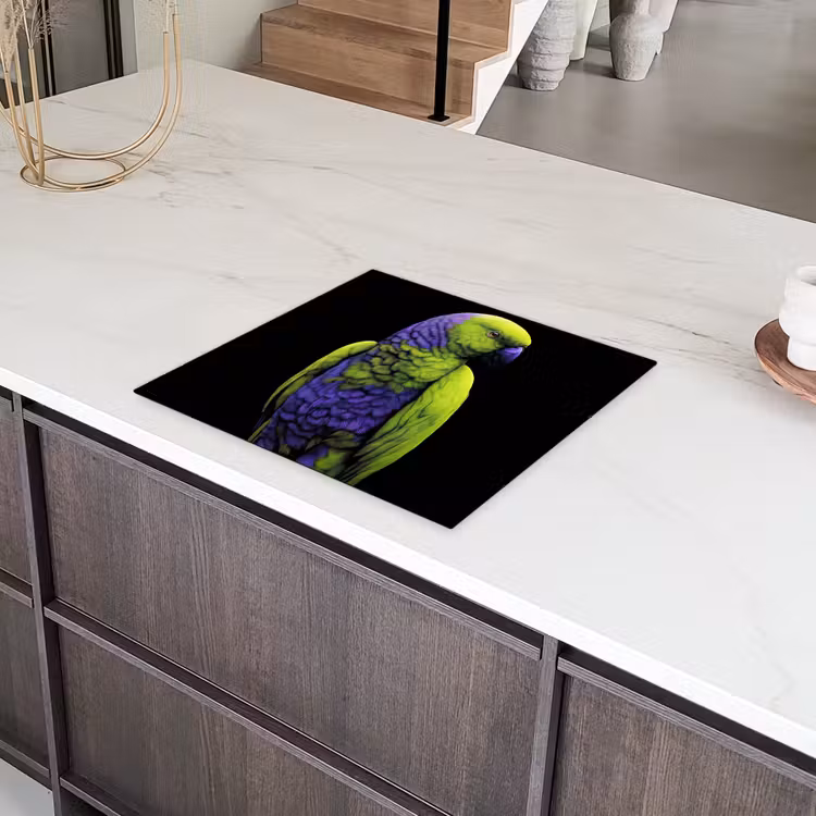 Papegaai - Veren - Opvallend - Groen Inductie beschermer vinyl 3mm middel -sfeer8