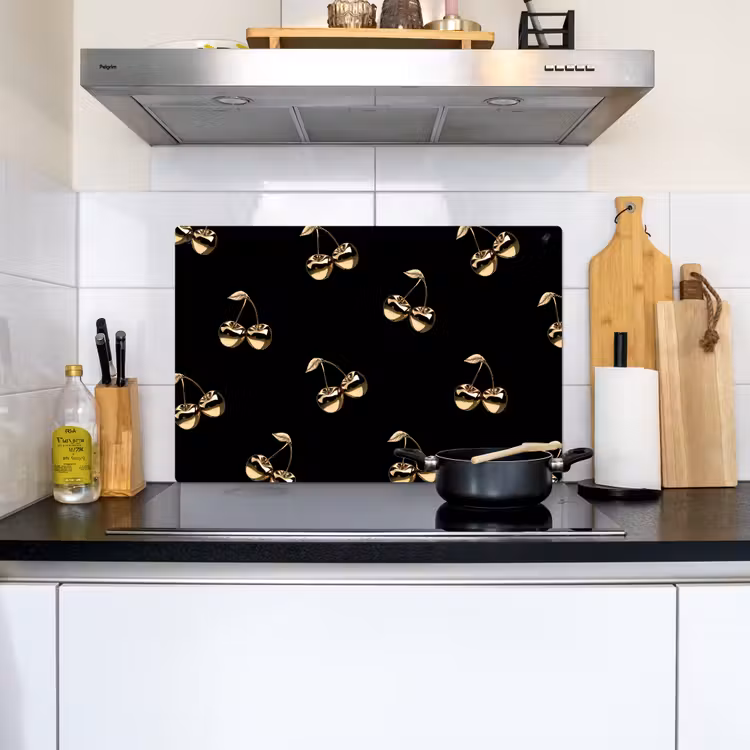 Patroon - Kersen - Goud - Chrome Inductie beschemer met haakjes klein -sfeer2