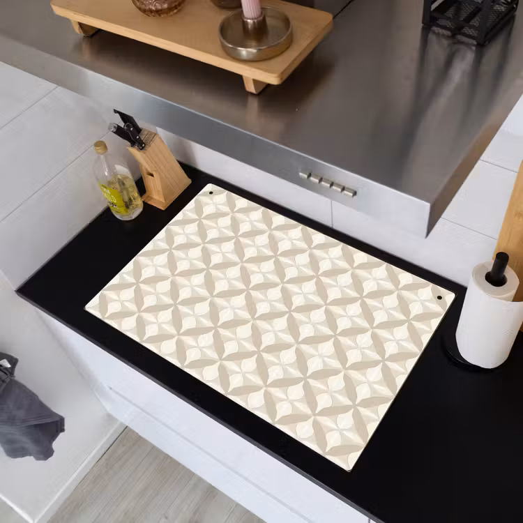 Patroon - Klassiek - Beige Inductie beschemer met haakjes klein 777 -sfeer1