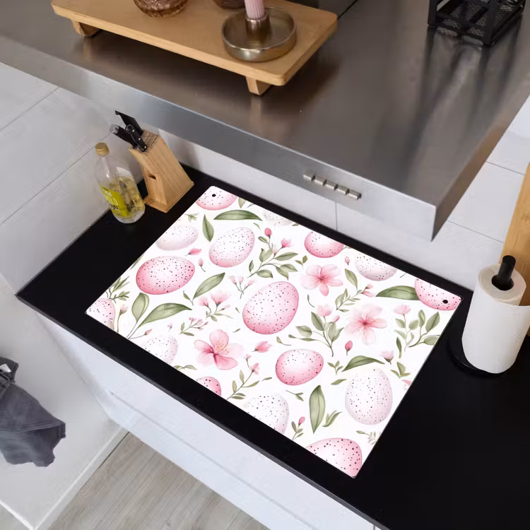 Patroon - Eieren - Roze - Pasen Inductie beschemer met haakjes klein -sfeer1