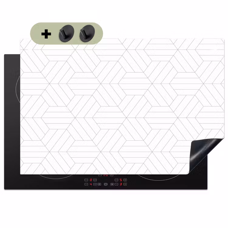 Patroon - Lijn - Design - Zwart - Wit Inductie beschemer met haakjes klein 777 -3d