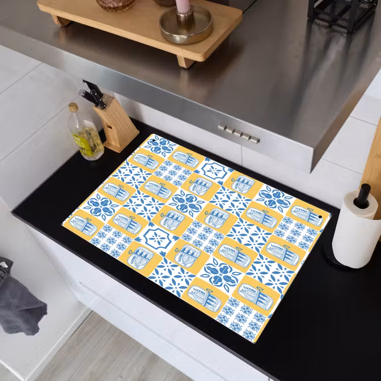 Zee - Geel - Blauw - Wit Inductie beschemer met haakjes klein 777 -sfeer1
