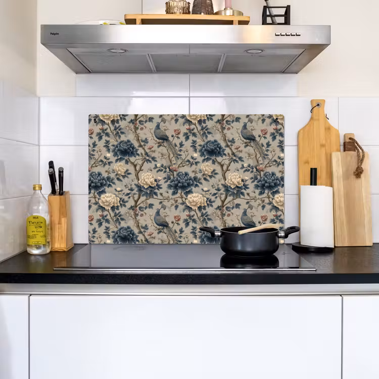 Pauw - Bloemen - Blauw Inductie beschemer met haakjes klein 777 -sfeer2