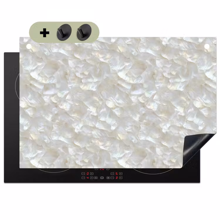 Parelmoerglans - Wit - Schelp Inductie beschemer met haakjes klein 777 -3d