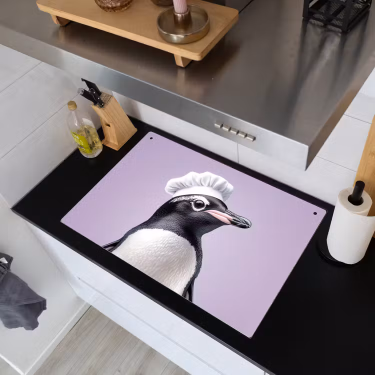 Pinguïn - Koksmuts - Lief - Paars Inductie beschemer met haakjes klein -sfeer1