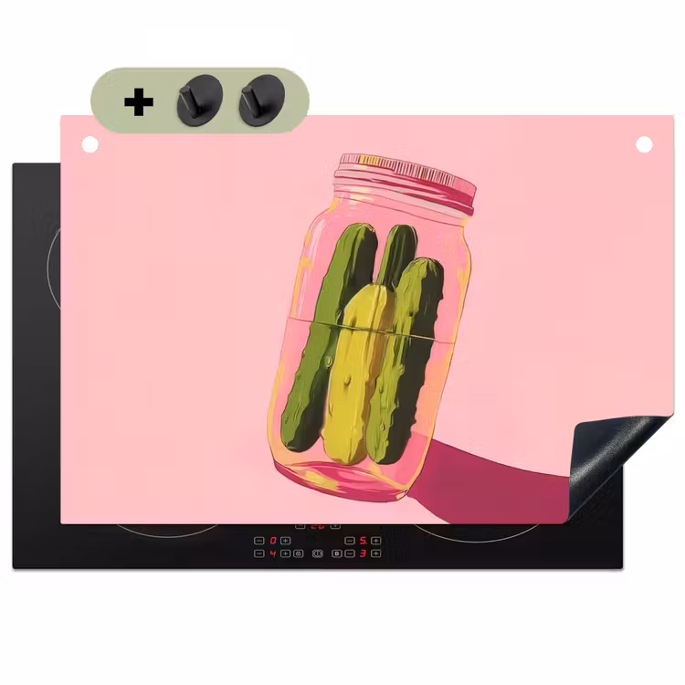 Augurken - Pot - Schaduw - Roze Inductie beschemer met haakjes klein -3d