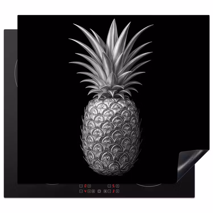 Ananas - Gedetailleerd - Bladeren Inductie beschermer vinyl 3mm middel -3d
