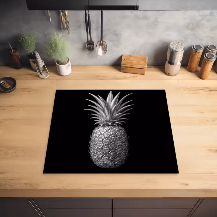 Ananas - Gedetailleerd - Bladeren Inductie beschermer vinyl 3mm middel -sfeer5