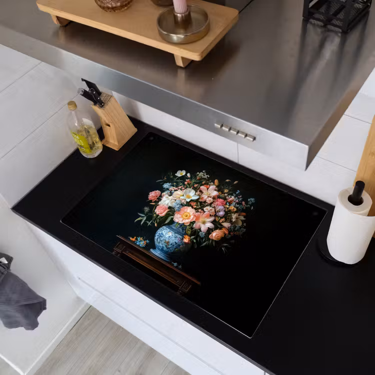 Roze - Bloemen - Vaas - Kleuren Inductie beschemer met haakjes klein -sfeer1
