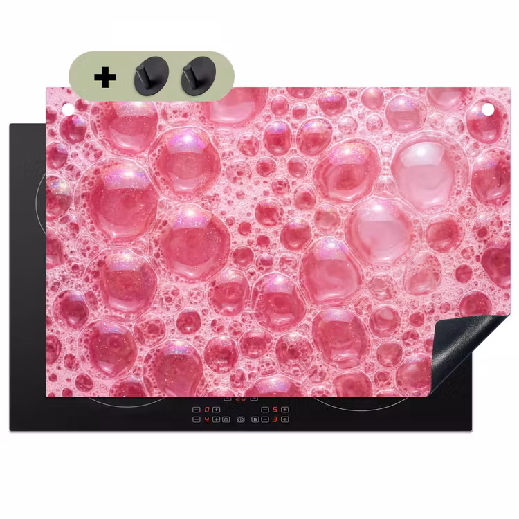 Roze - Schuim - Bubbels Inductie beschemer met haakjes klein -3d