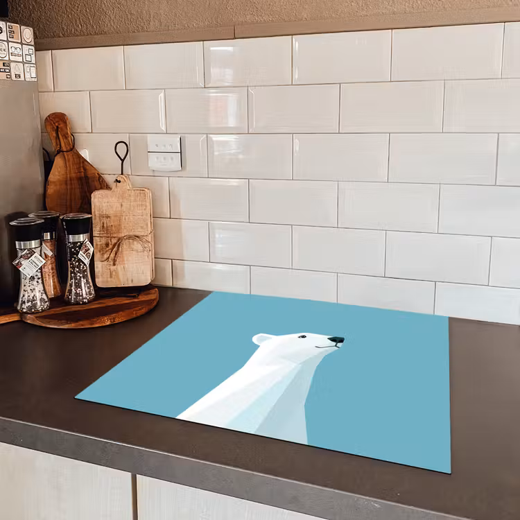 Ijsbeer - Lichtblauw - Minimalistisch Inductie beschermer vinyl 3mm middel -sfeer3