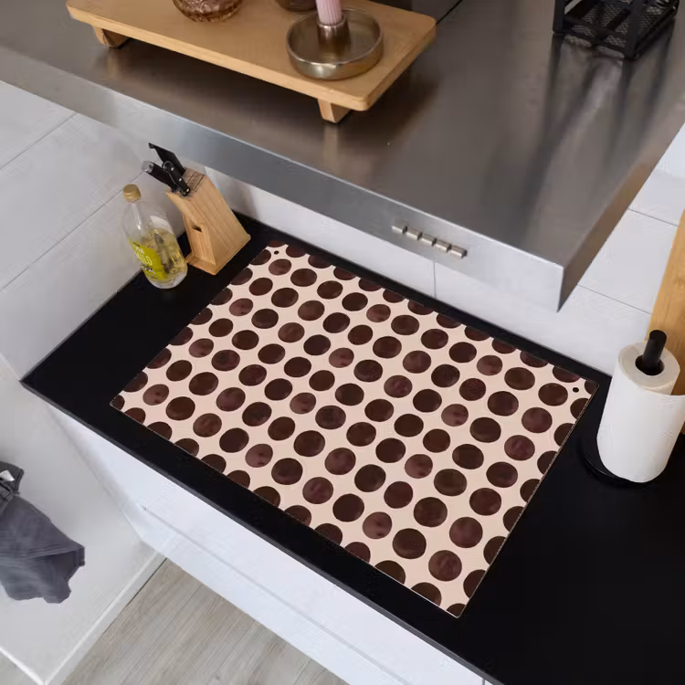 Stippen - Patroon - Bruin Inductie beschemer met haakjes klein 777 -sfeer1