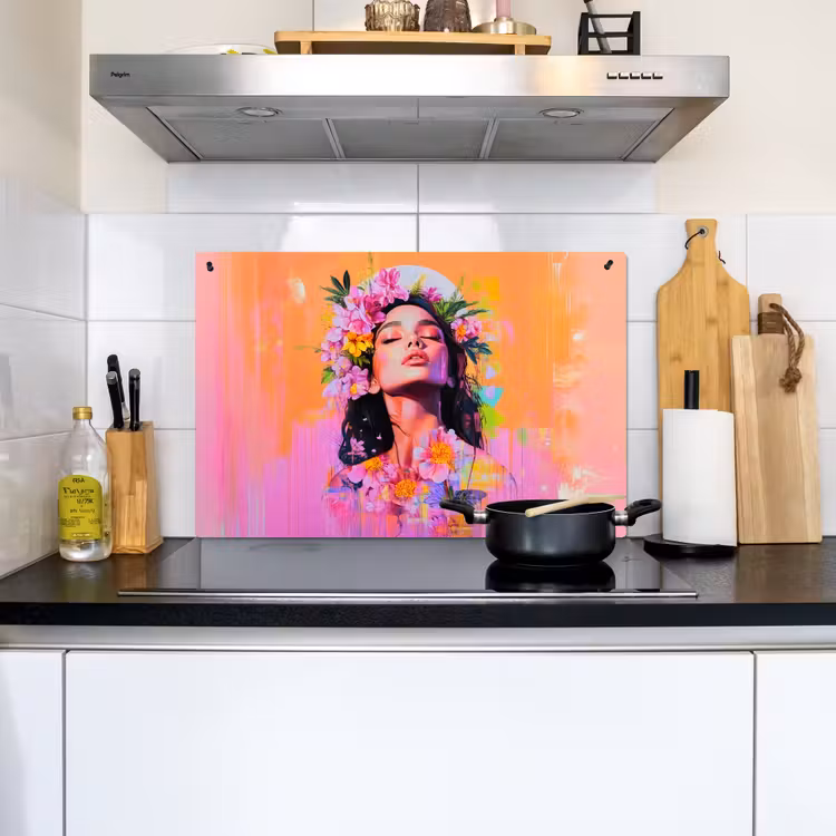 Portret - Bloemenkroon - Vrouw Inductie beschemer met haakjes klein -sfeer2