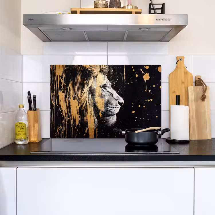 Portret - Leeuw - Abstract - Goud Inductie beschemer met haakjes klein -sfeer2