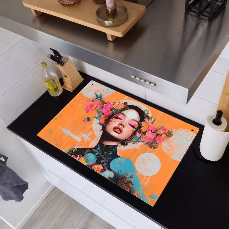 Portret - Vrouw - Abstract - Bloemen Inductie beschemer met haakjes klein -sfeer1