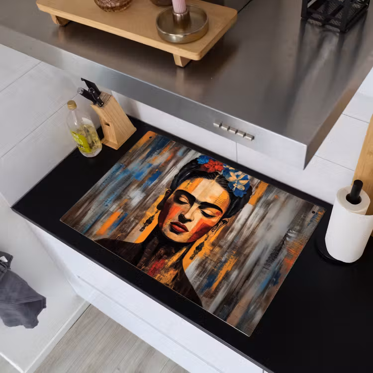 Portret - Vrouw - Bloemen Inductie beschemer met haakjes klein -sfeer1
