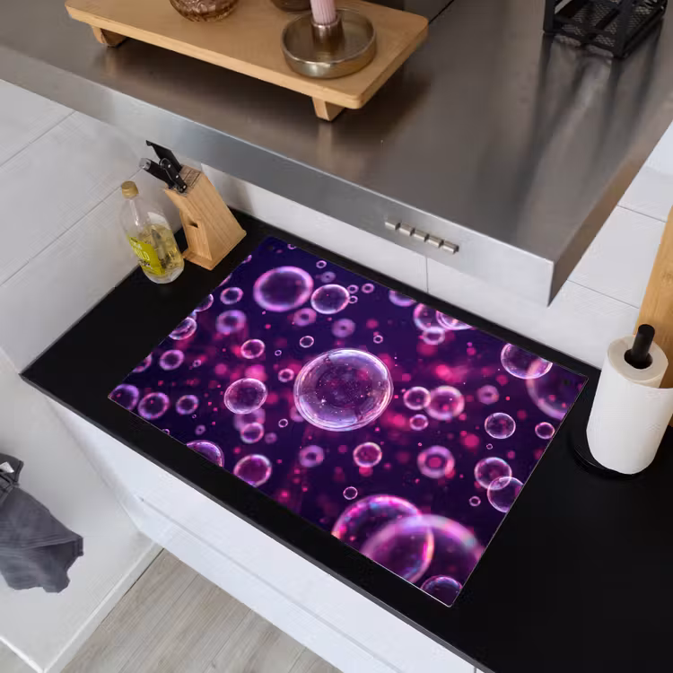 Paars - Bubbels - Schuim Inductie beschemer met haakjes klein -sfeer1