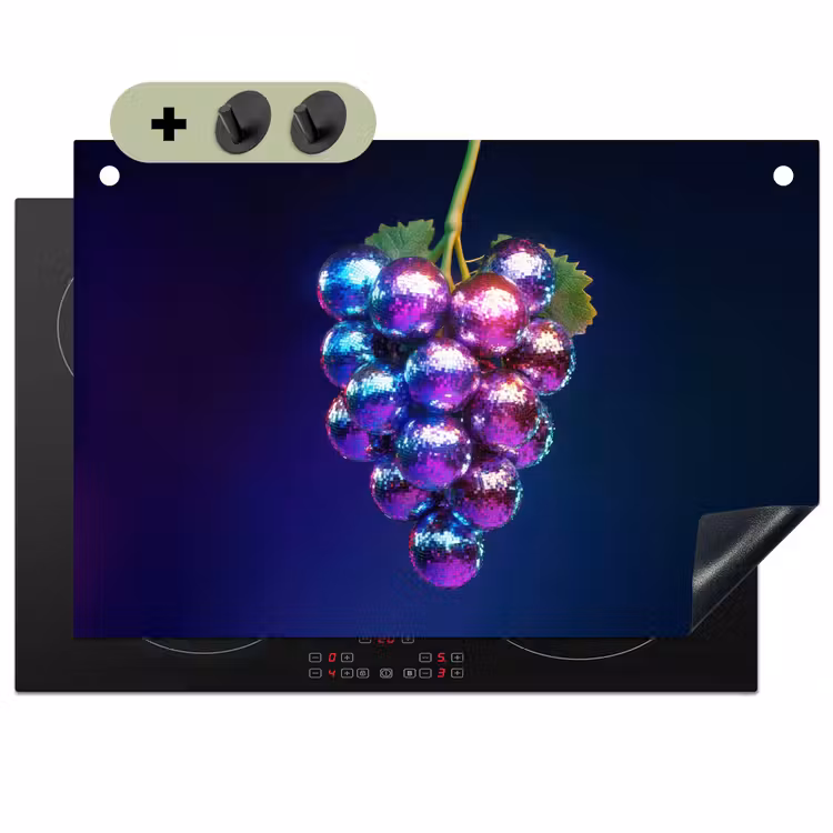 Paars - Disco - Feest - Druif Inductie beschemer met haakjes klein -3d