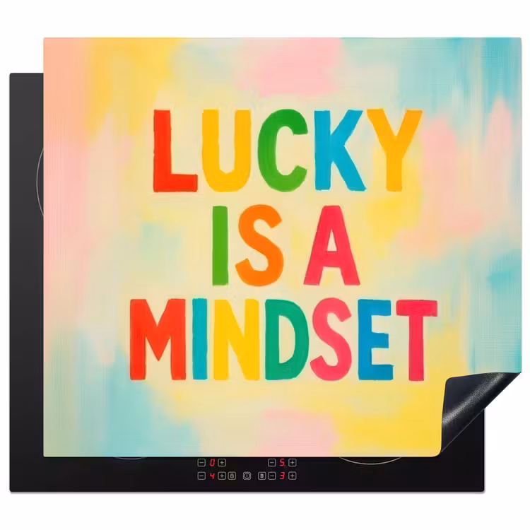 Quote - Lucky - Regenboogkleuren Inductie beschermer vinyl 3mm middel -3d