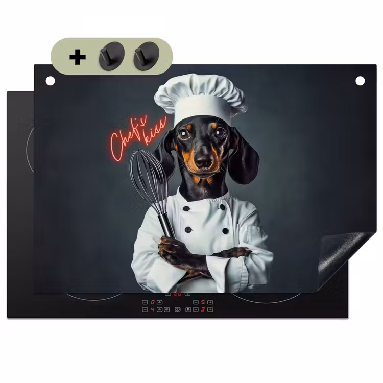 Quote - Neon - Hond - Kokskleding Inductie beschemer met haakjes klein -3d