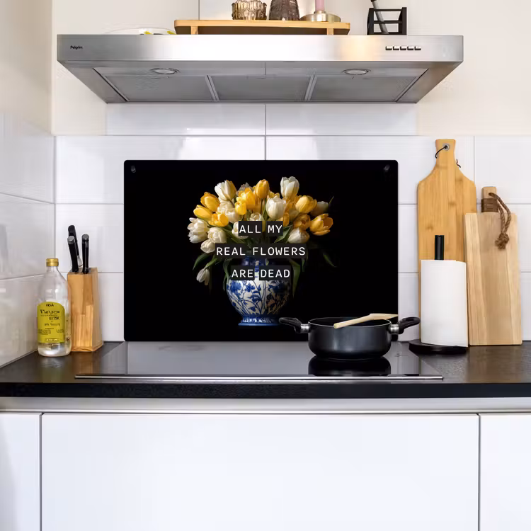 Quotes - Bloem - Tulp - Geel Inductie beschemer met haakjes klein -sfeer2