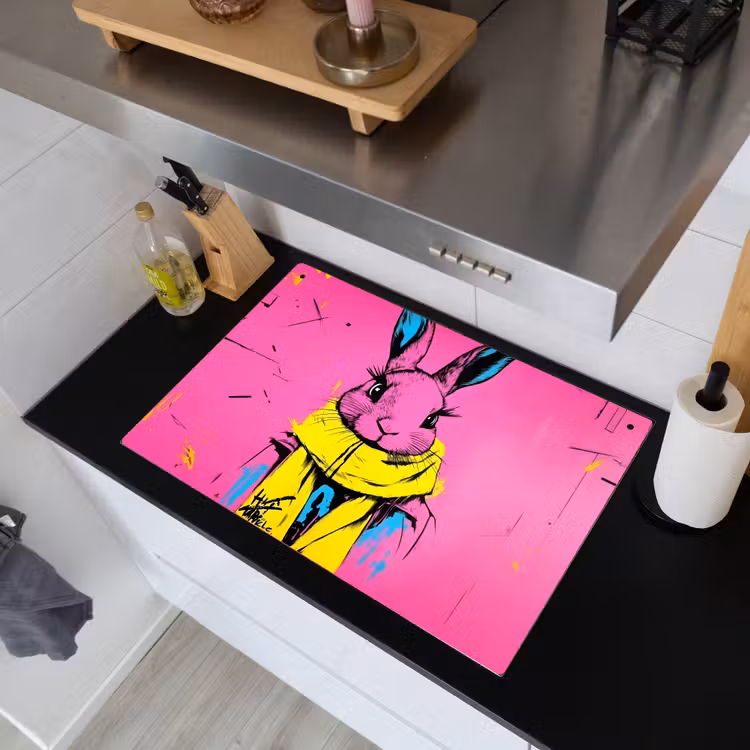 Konijn - Felroze - Sjaal - Abstract Inductie beschemer met haakjes klein -sfeer1