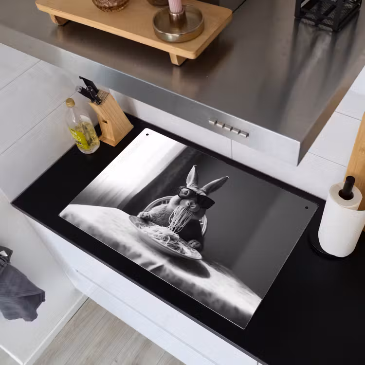 Konijn - Bunny - Zonnebril - Tafelkleed - Pasta - Schattig Inductie beschemer met haakjes klein -sfeer1