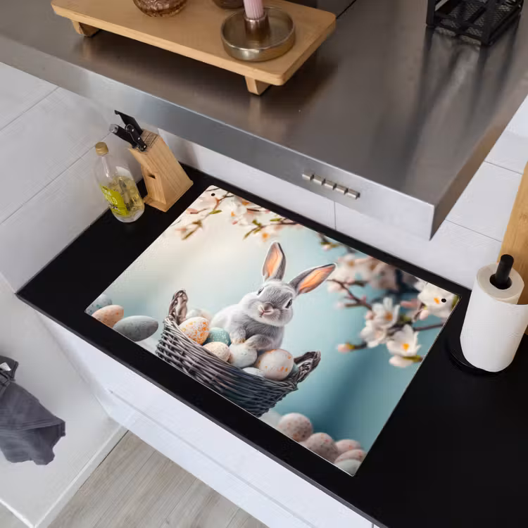 Konijn - Eieren - Mand Inductie beschemer met haakjes klein -sfeer1