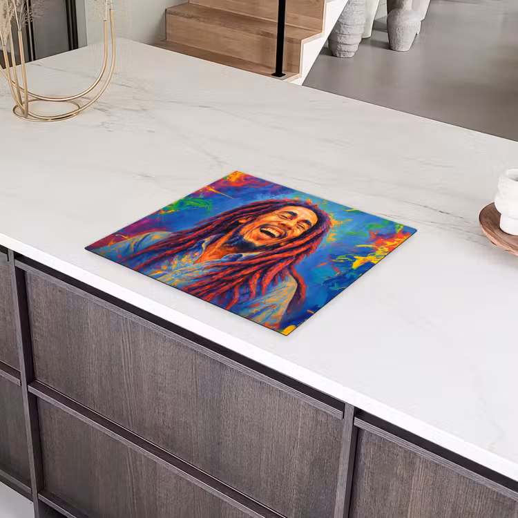 Regenboogkleuren - Man - schilderij Inductie beschermer vinyl 3mm middel -sfeer8